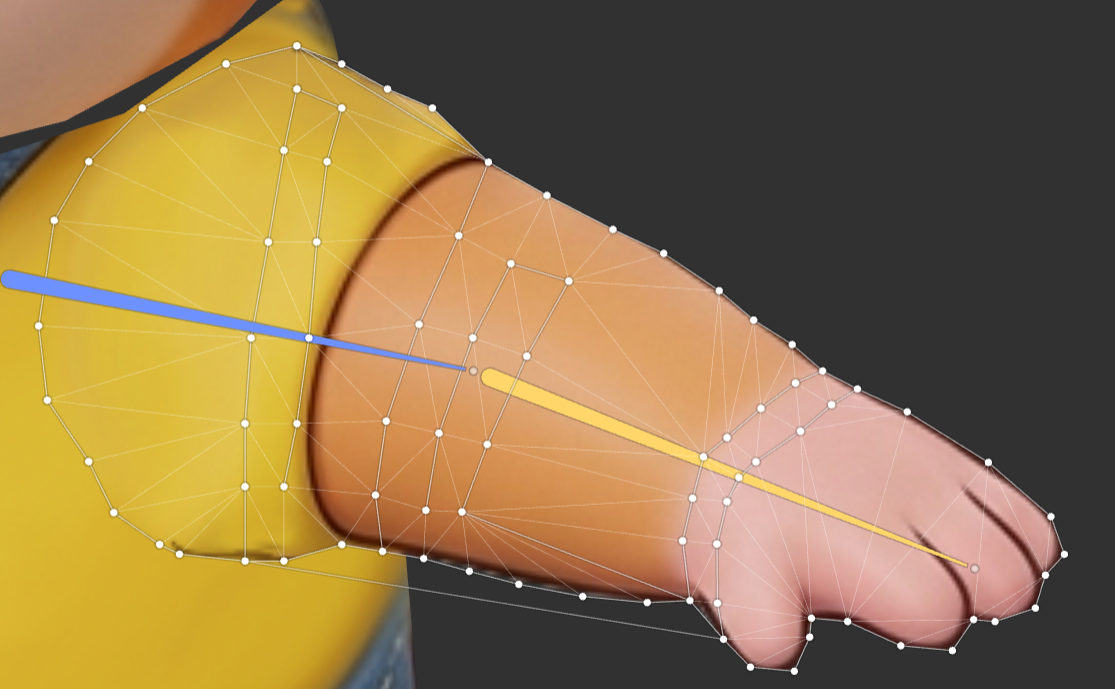구부러지는 팔의 mesh 예시